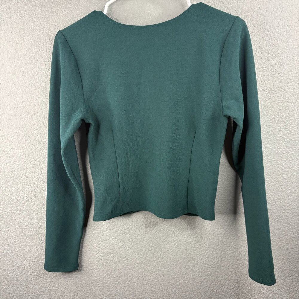 Abercrombie & Fitch Jade Green Longsleeve Keyhole Top - Picture 4 of 7